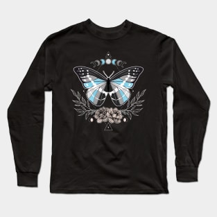 Demiboy Butterfly LGBT Pride Flag Long Sleeve T-Shirt